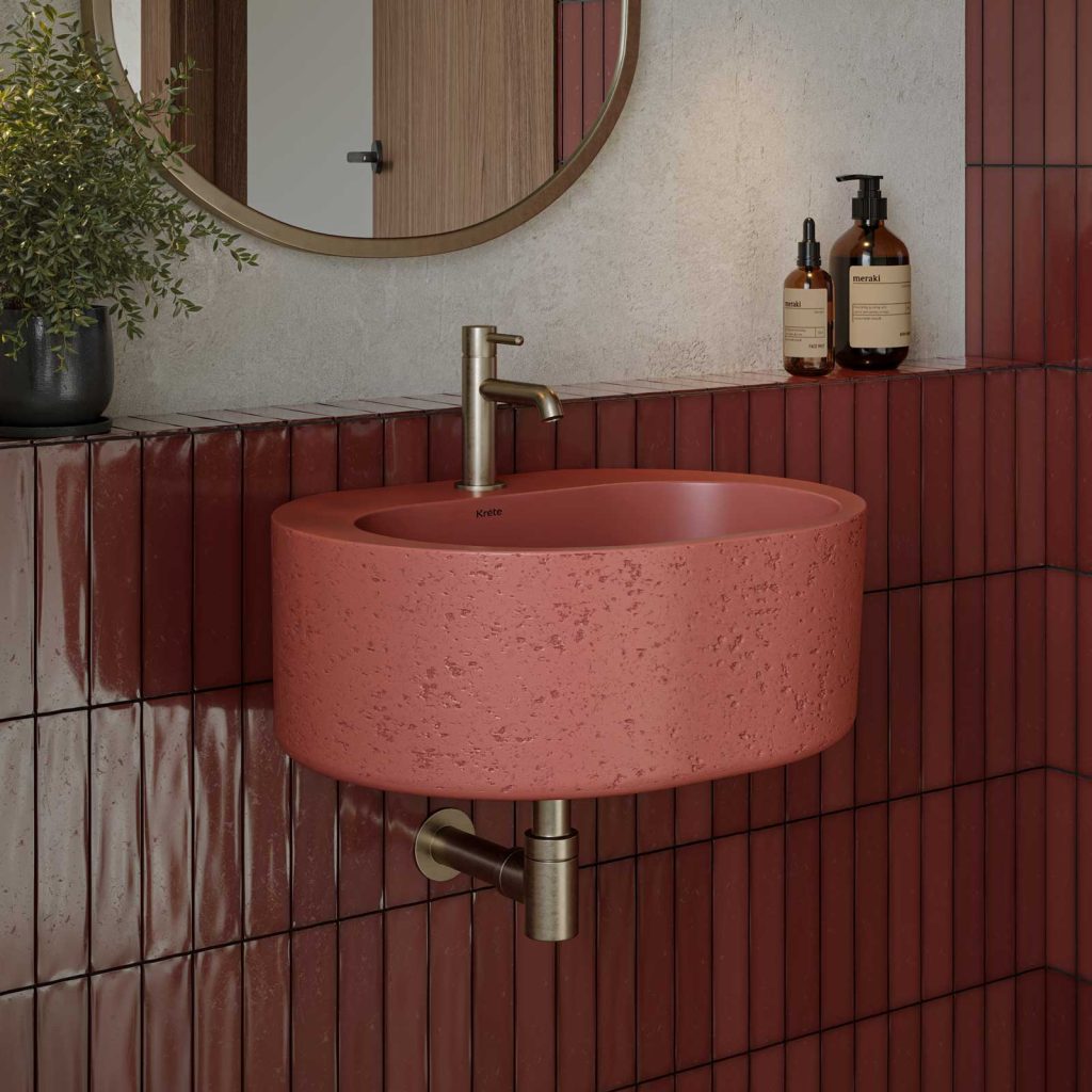 elounda textured red concrete basin