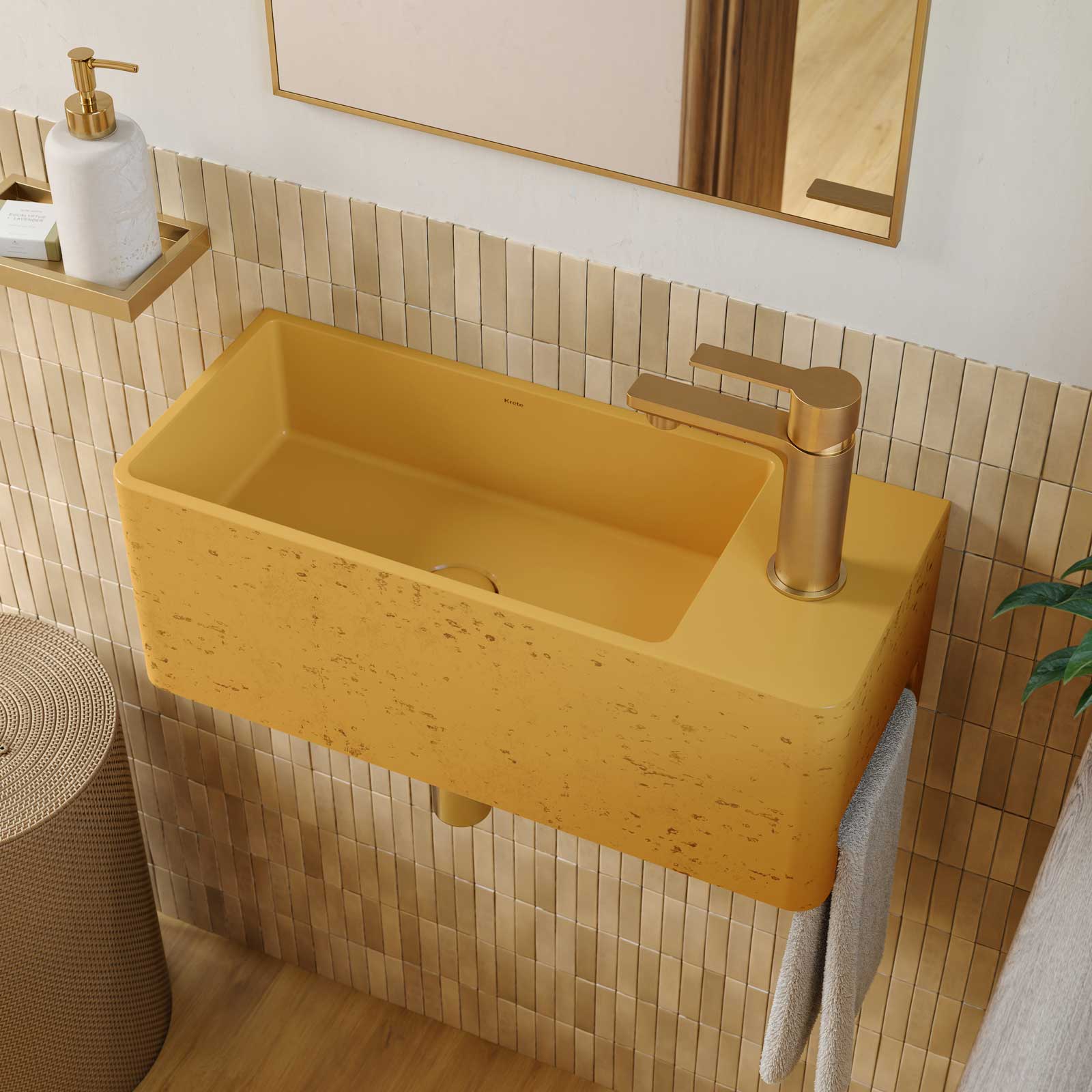 galini textured yellow concrete basin