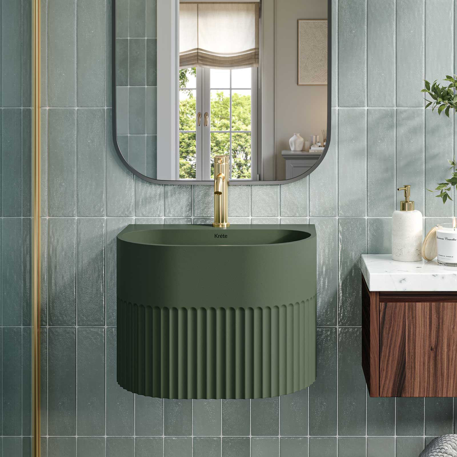 kournos grey green concrete basin
