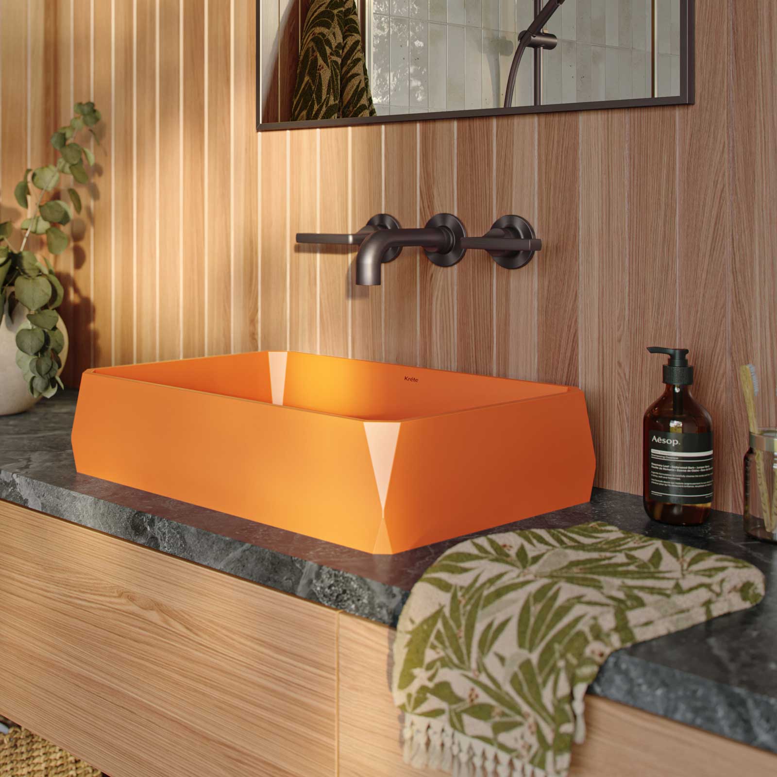 loutro orange concrete basin